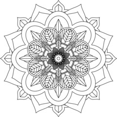 Easy Mandala coloring book simple and basic for beginners, seniors and children. Set of Mehndi flower pattern for Henna drawing and tattoo. Decoration in ethnic oriental, Indian style.