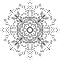 Easy Mandala coloring book simple and basic for beginners, seniors and children. Set of Mehndi flower pattern for Henna drawing and tattoo. Decoration in ethnic oriental, Indian style.