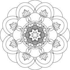 Easy Mandala coloring book simple and basic for beginners, seniors and children. Set of Mehndi flower pattern for Henna drawing and tattoo. Decoration in ethnic oriental, Indian style.