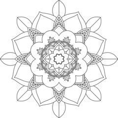 Easy Mandala coloring book simple and basic for beginners, seniors and children. Set of Mehndi flower pattern for Henna drawing and tattoo. Decoration in ethnic oriental, Indian style.