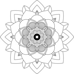Easy Mandala coloring book simple and basic for beginners, seniors and children. Set of Mehndi flower pattern for Henna drawing and tattoo. Decoration in ethnic oriental, Indian style.