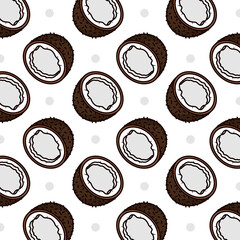 coconuts white pattern, colorful design