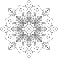 Easy Mandala coloring book simple and basic for beginners, seniors and children. Set of Mehndi flower pattern for Henna drawing and tattoo. Decoration in ethnic oriental, Indian style.