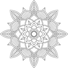 Easy Mandala coloring book simple and basic for beginners, seniors and children. Set of Mehndi flower pattern for Henna drawing and tattoo. Decoration in ethnic oriental, Indian style.