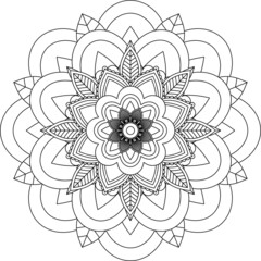 Easy Mandala coloring book simple and basic for beginners, seniors and children. Set of Mehndi flower pattern for Henna drawing and tattoo. Decoration in ethnic oriental, Indian style.