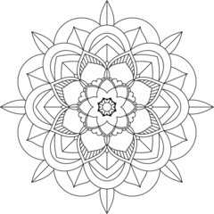 Easy Mandala coloring book simple and basic for beginners, seniors and children. Set of Mehndi flower pattern for Henna drawing and tattoo. Decoration in ethnic oriental, Indian style.