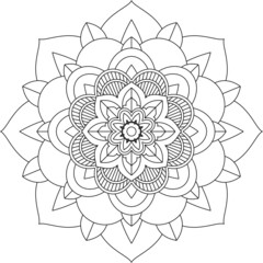 Easy Mandala coloring book simple and basic for beginners, seniors and children. Set of Mehndi flower pattern for Henna drawing and tattoo. Decoration in ethnic oriental, Indian style.