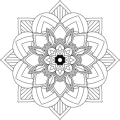 Easy Mandala coloring book simple and basic for beginners, seniors and children. Set of Mehndi flower pattern for Henna drawing and tattoo. Decoration in ethnic oriental, Indian style.