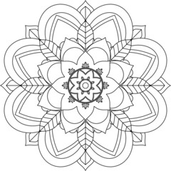 Easy Mandala coloring book simple and basic for beginners, seniors and children. Set of Mehndi flower pattern for Henna drawing and tattoo. Decoration in ethnic oriental, Indian style.