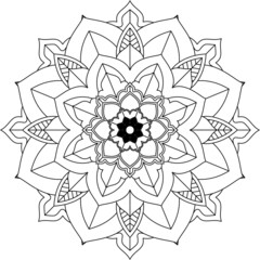 Easy Mandala coloring book simple and basic for beginners, seniors and children. Set of Mehndi flower pattern for Henna drawing and tattoo. Decoration in ethnic oriental, Indian style.