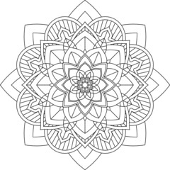 Fototapeta premium Easy Mandala coloring book simple and basic for beginners, seniors and children. Set of Mehndi flower pattern for Henna drawing and tattoo. Decoration in ethnic oriental, Indian style.