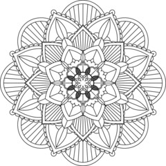 Easy Mandala coloring book simple and basic for beginners, seniors and children. Set of Mehndi flower pattern for Henna drawing and tattoo. Decoration in ethnic oriental, Indian style.