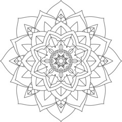 Easy Mandala coloring book simple and basic for beginners, seniors and children. Set of Mehndi flower pattern for Henna drawing and tattoo. Decoration in ethnic oriental, Indian style.