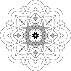 Easy Mandala coloring book simple and basic for beginners, seniors and children. Set of Mehndi flower pattern for Henna drawing and tattoo. Decoration in ethnic oriental, Indian style.