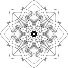 Easy Mandala coloring book simple and basic for beginners, seniors and children. Set of Mehndi flower pattern for Henna drawing and tattoo. Decoration in ethnic oriental, Indian style.