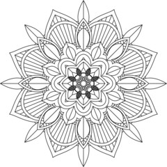 Easy Mandala coloring book simple and basic for beginners, seniors and children. Set of Mehndi flower pattern for Henna drawing and tattoo. Decoration in ethnic oriental, Indian style.