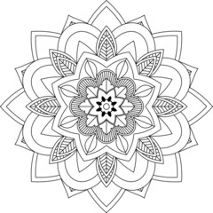 Easy Mandala coloring book simple and basic for beginners, seniors and children. Set of Mehndi flower pattern for Henna drawing and tattoo. Decoration in ethnic oriental, Indian style.