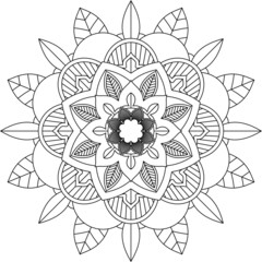 Easy Mandala coloring book simple and basic for beginners, seniors and children. Set of Mehndi flower pattern for Henna drawing and tattoo. Decoration in ethnic oriental, Indian style.