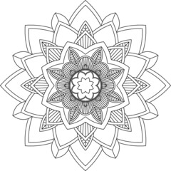 Easy Mandala coloring book simple and basic for beginners, seniors and children. Set of Mehndi flower pattern for Henna drawing and tattoo. Decoration in ethnic oriental, Indian style.