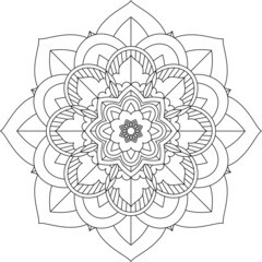 Easy Mandala coloring book simple and basic for beginners, seniors and children. Set of Mehndi flower pattern for Henna drawing and tattoo. Decoration in ethnic oriental, Indian style.