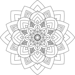Easy Mandala coloring book simple and basic for beginners, seniors and children. Set of Mehndi flower pattern for Henna drawing and tattoo. Decoration in ethnic oriental, Indian style.