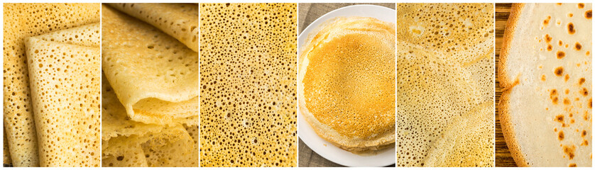 Pancake Collage, Various Homemade Crepe Mix Collection