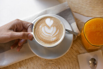 drinking coffee
