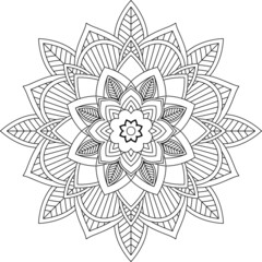 Easy Mandala coloring book simple and basic for beginners, seniors and children. Set of Mehndi flower pattern for Henna drawing and tattoo. Decoration in ethnic oriental, Indian style.