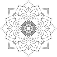 Easy Mandala coloring book simple and basic for beginners, seniors and children. Set of Mehndi flower pattern for Henna drawing and tattoo. Decoration in ethnic oriental, Indian style.