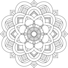 Easy Mandala coloring book simple and basic for beginners, seniors and children. Set of Mehndi flower pattern for Henna drawing and tattoo. Decoration in ethnic oriental, Indian style.