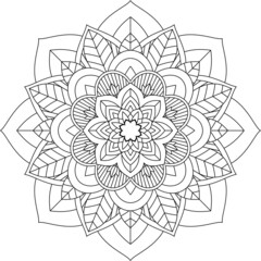 Easy Mandala coloring book simple and basic for beginners, seniors and children. Set of Mehndi flower pattern for Henna drawing and tattoo. Decoration in ethnic oriental, Indian style.