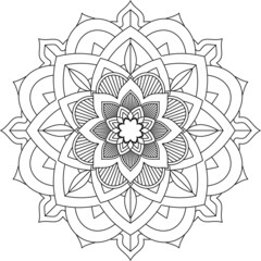 Easy Mandala coloring book simple and basic for beginners, seniors and children. Set of Mehndi flower pattern for Henna drawing and tattoo. Decoration in ethnic oriental, Indian style.