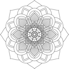 Easy Mandala coloring book simple and basic for beginners, seniors and children. Set of Mehndi flower pattern for Henna drawing and tattoo. Decoration in ethnic oriental, Indian style.