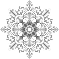 Easy Mandala coloring book simple and basic for beginners, seniors and children. Set of Mehndi flower pattern for Henna drawing and tattoo. Decoration in ethnic oriental, Indian style.