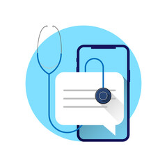 online professional doctor, medical consultation app for patient meeting, clinic service, consultation with a doctor on a mobile phone device, concept illustration flat design vector eps10