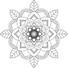Easy Mandala coloring book simple and basic for beginners, seniors and children. Set of Mehndi flower pattern for Henna drawing and tattoo. Decoration in ethnic oriental, Indian style.