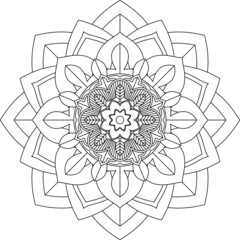 Easy Mandala coloring book simple and basic for beginners, seniors and children. Set of Mehndi flower pattern for Henna drawing and tattoo. Decoration in ethnic oriental, Indian style.