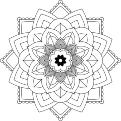 Easy Mandala coloring book simple and basic for beginners, seniors and children. Set of Mehndi flower pattern for Henna drawing and tattoo. Decoration in ethnic oriental, Indian style.