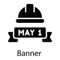 labor day banner glyph vector icon