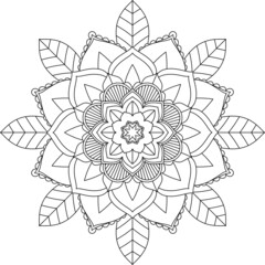 Easy Mandala coloring book simple and basic for beginners, seniors and children. Set of Mehndi flower pattern for Henna drawing and tattoo. Decoration in ethnic oriental, Indian style.