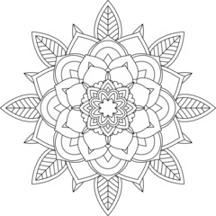 Easy Mandala coloring book simple and basic for beginners, seniors and children. Set of Mehndi flower pattern for Henna drawing and tattoo. Decoration in ethnic oriental, Indian style.