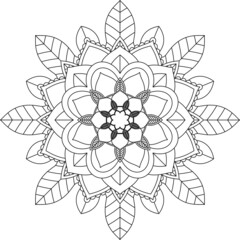 Easy Mandala coloring book simple and basic for beginners, seniors and children. Set of Mehndi flower pattern for Henna drawing and tattoo. Decoration in ethnic oriental, Indian style.