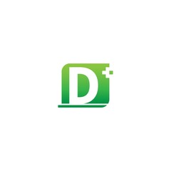 Letter D logo icon with medical cross design