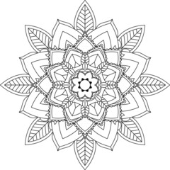 Easy Mandala coloring book simple and basic for beginners, seniors and children. Set of Mehndi flower pattern for Henna drawing and tattoo. Decoration in ethnic oriental, Indian style.