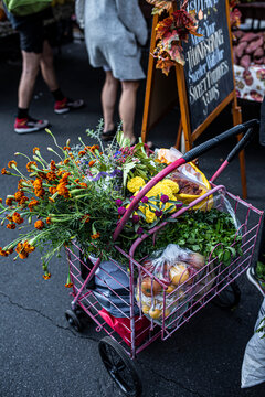 Shopping cart at a local farmers market