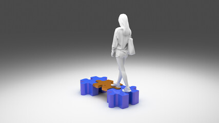 Human choice and business strategy. Conceptual 3d rendering
