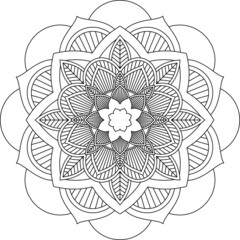 Easy Mandala coloring book simple and basic for beginners, seniors and children. Set of Mehndi flower pattern for Henna drawing and tattoo. Decoration in ethnic oriental, Indian style.