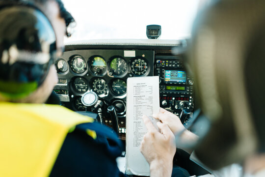 Unrecognizable pilots during check list before flight