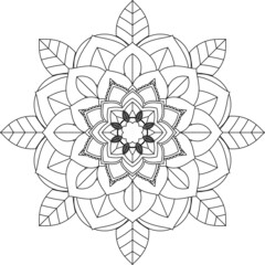 Easy Mandala coloring book simple and basic for beginners, seniors and children. Set of Mehndi flower pattern for Henna drawing and tattoo. Decoration in ethnic oriental, Indian style.