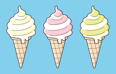 Ice cream cones cartoon vector